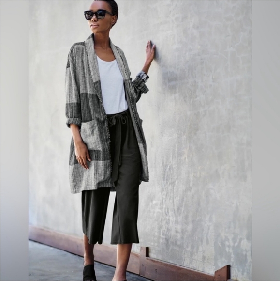 NWOT Eileen Fisher Hazy Blocks cotton jacket - Picture 2 of 6